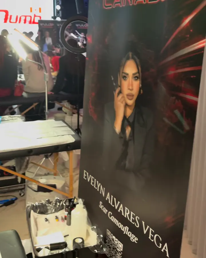 WULOP Canada 2026 educator banner with Evelyn’s portrait and the words Evelyn Alvares Vega, Scar Camouflage